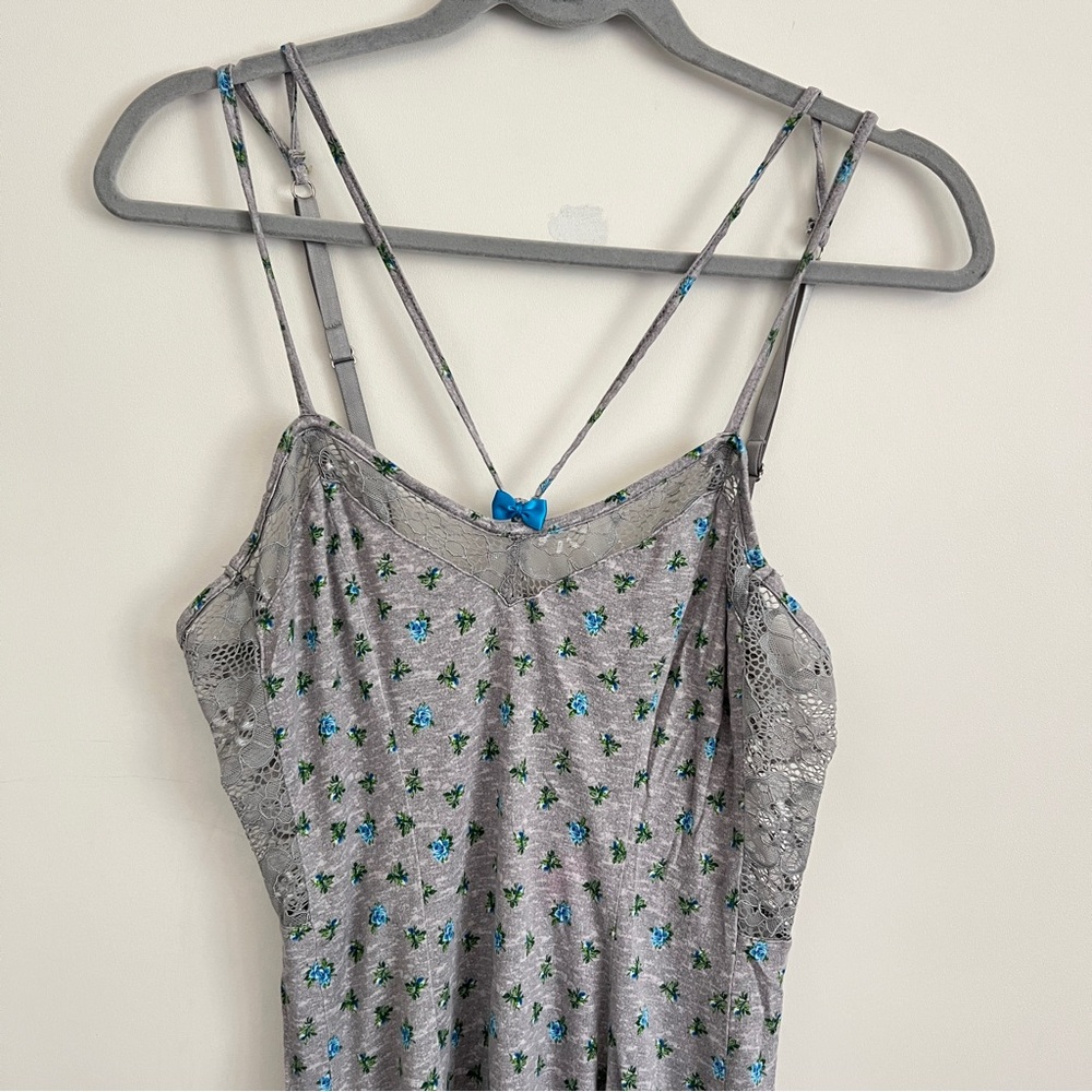 Betsey Johnson Y2K Women’s Babydoll Chemise Lingerie Dress Floral Gray Size M - Picture 4 of 11